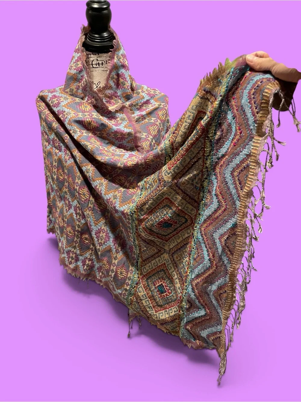 Cute Anthropologie wool blend NWT oversized chevron woven wrap scarf
